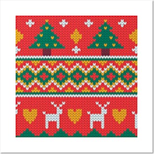 Ugly Christmas Sweater Pattern Posters and Art